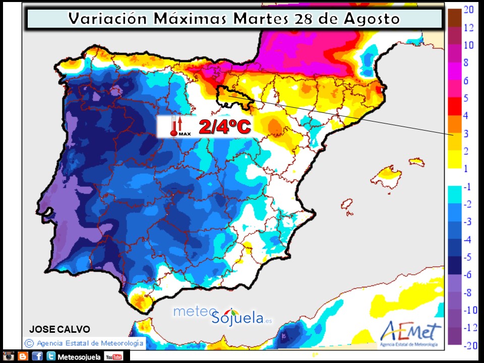 Temperaturas máximas. AEMET.Meteosojuela