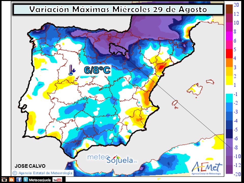 Temperaturas máximas. AEMET.Meteosojuela