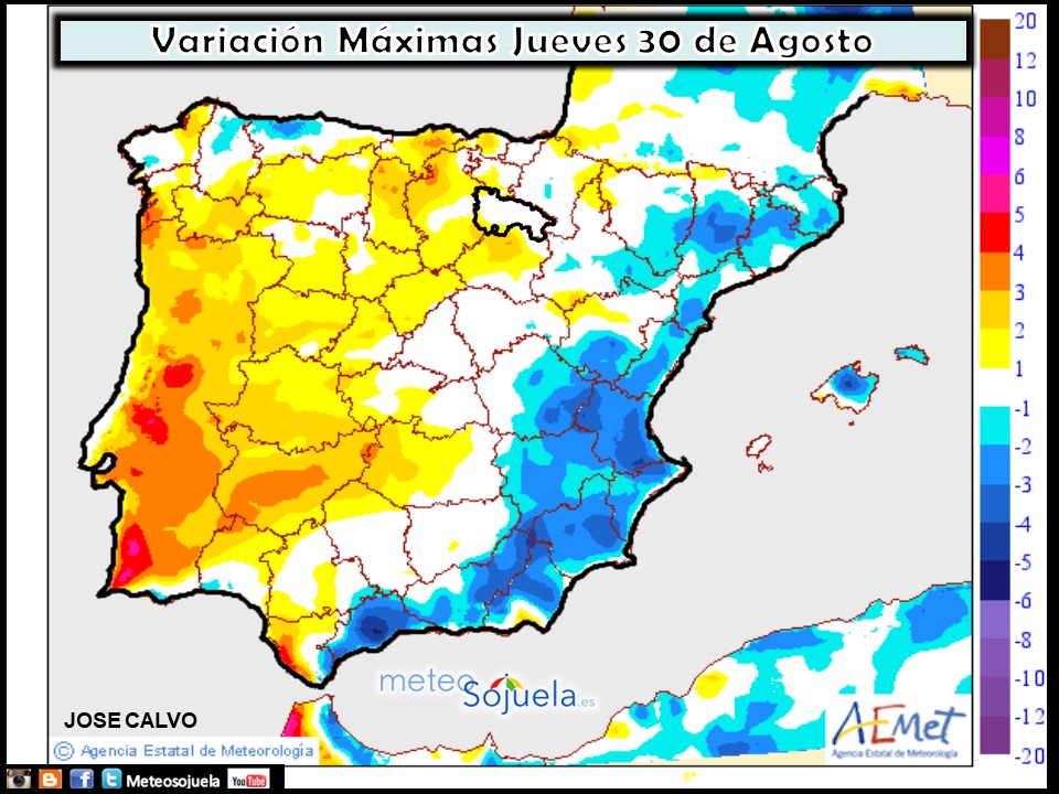 Temperaturas máximas. AEMET.Meteosojuela