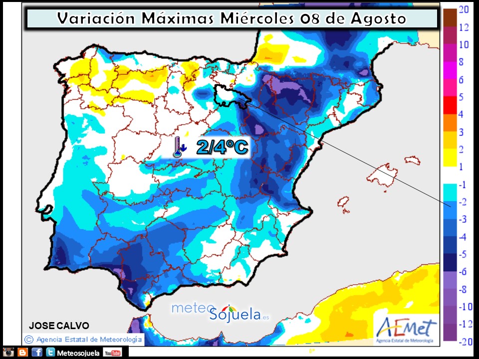 Temperaturas máximas. AEMET.Meteosojuela