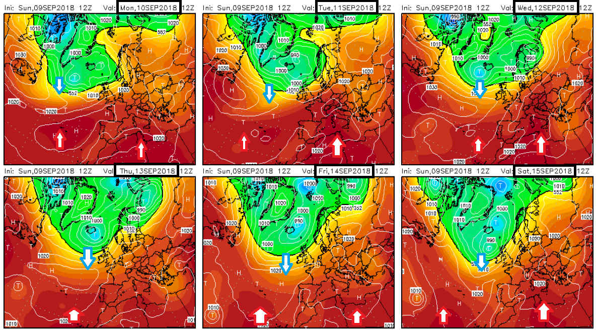 Anomalías de Geopotencial a 500hPa. Meteosojuela