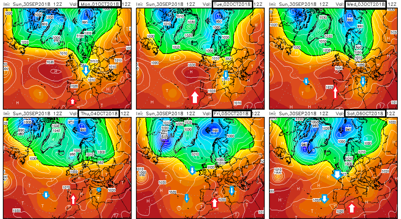 Anomalías de Geopotencial a 500hPa. Meteosojuela