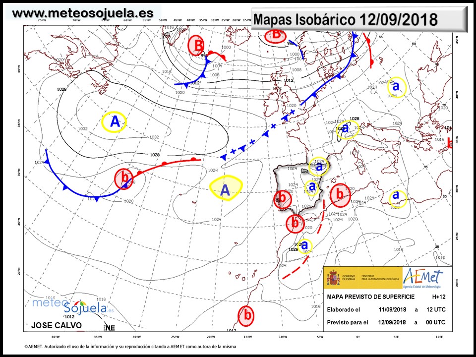 Mapa meteorologico isobárico de hoy en La Rioja. Meteosojuela