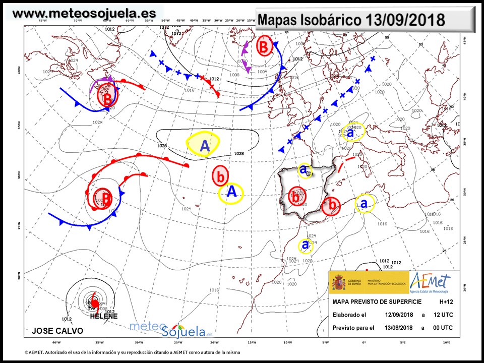Mapa meteorologico isobárico de hoy en La Rioja. Meteosojuela