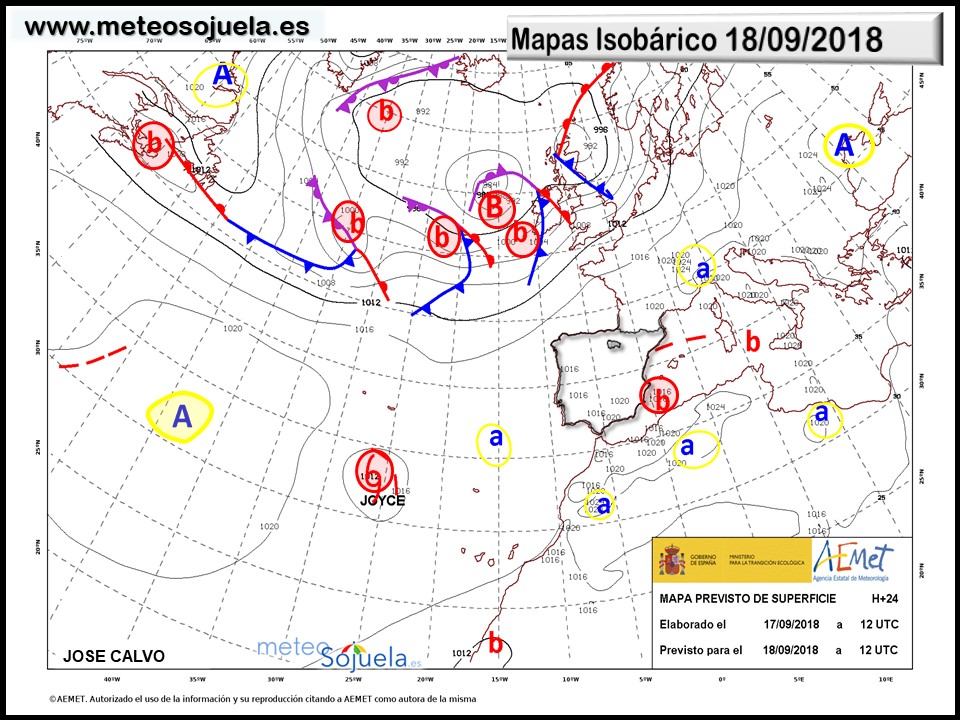 Mapa meteorologico isobárico de hoy en La Rioja. Meteosojuela