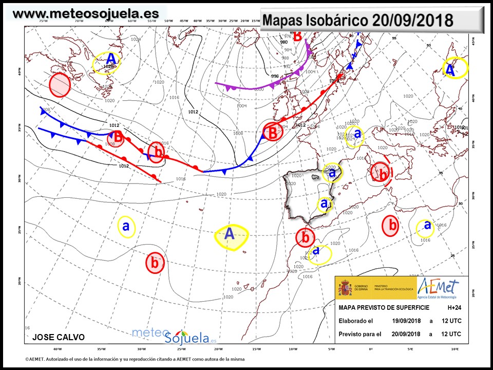 Mapa meteorologico isobárico de hoy en La Rioja. Meteosojuela