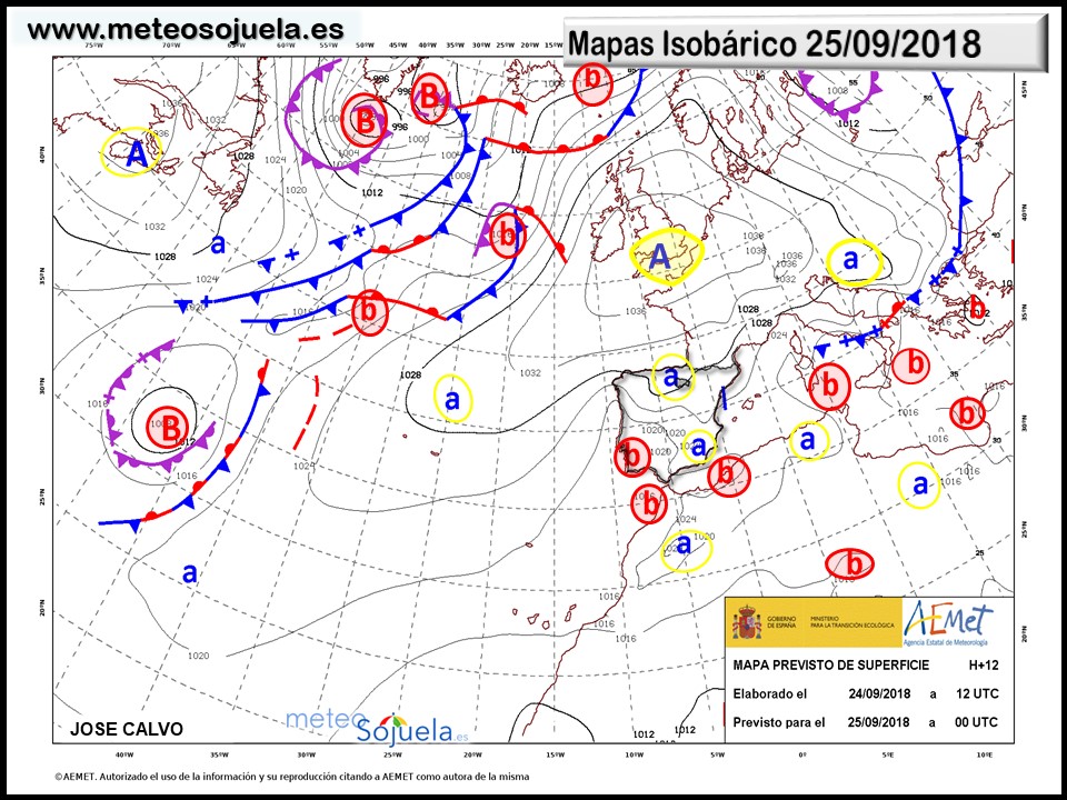 Mapa meteorologico isobárico de hoy en La Rioja. Meteosojuela