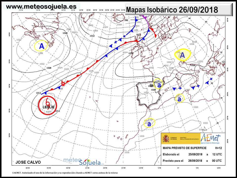 Mapa meteorologico isobárico de hoy en La Rioja. Meteosojuela