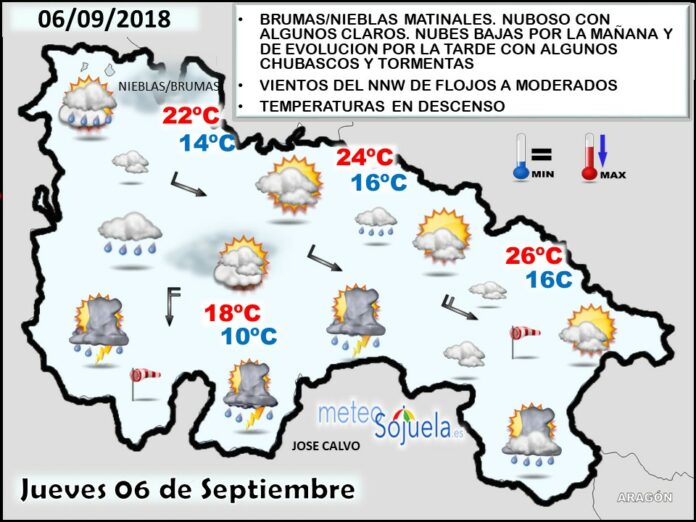 Mapa meteorologico significativo de hoy en La Rioja. Meteosojuela Mapa meteorologico significativo de hoy en La Rioja. Meteosojuela