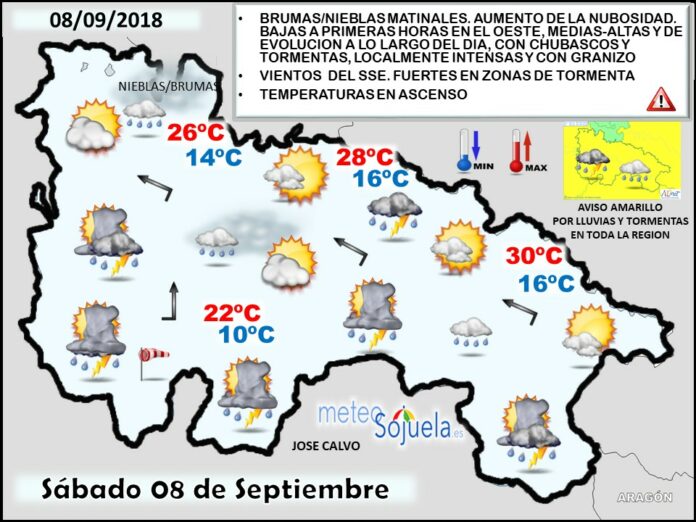 Mapa meteorologico significativo de hoy en La Rioja. Meteosojuela