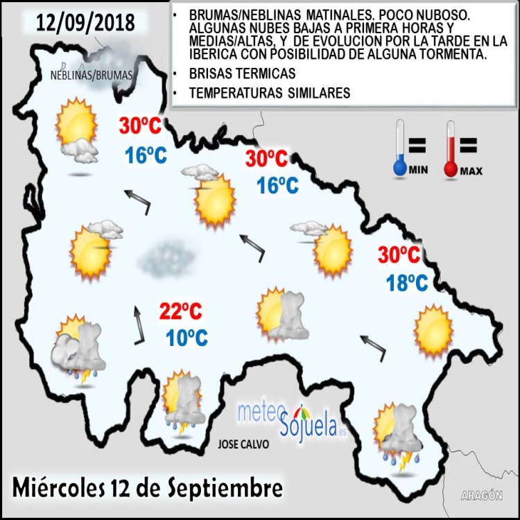 Mapa meteorologico significativo de hoy en La Rioja. Meteosojuela