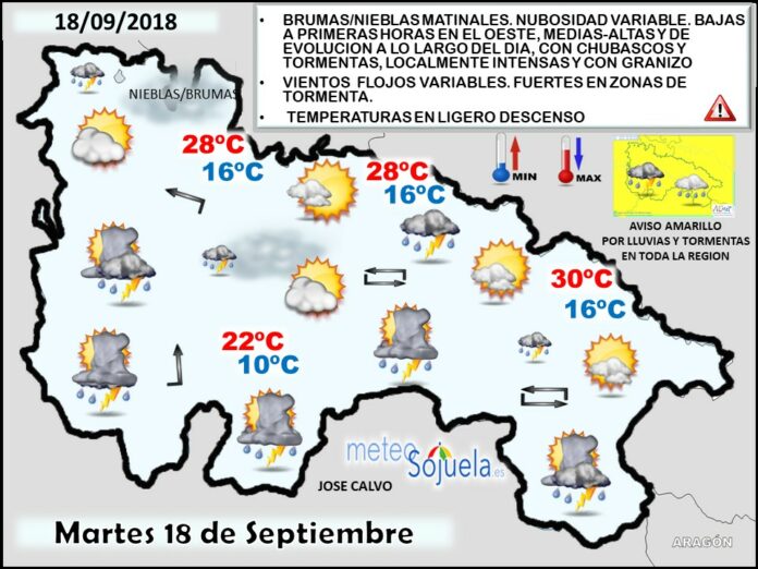 Mapa meteorologico significativo de hoy en La Rioja. Meteosojuela Mapa meteorologico significativo de hoy en La Rioja. Meteosojuela