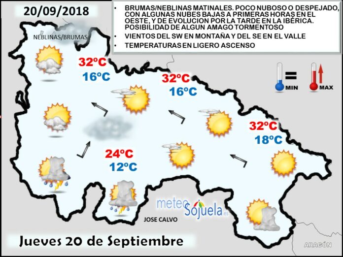 Mapa meteorologico significativo de hoy en La Rioja. Meteosojuela