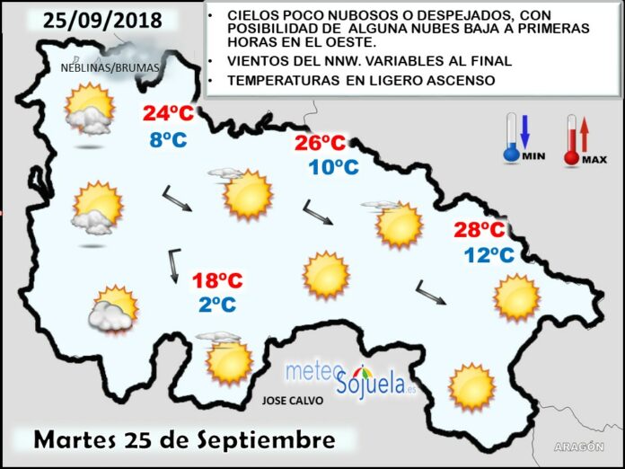 Mapa meteorologico significativo de hoy en La Rioja. Meteosojuela