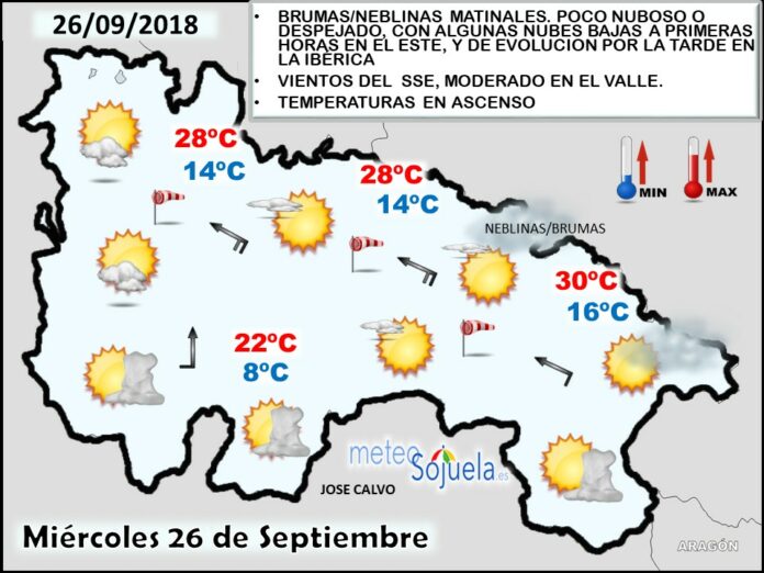 Mapa meteorologico significativo de hoy en La Rioja. Meteosojuela Mapa meteorologico significativo de hoy en La Rioja. Meteosojuela