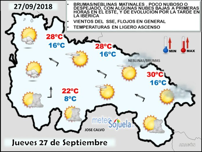 Mapa meteorologico significativo de hoy en La Rioja. Meteosojuela Mapa meteorologico significativo de hoy en La Rioja. Meteosojuela