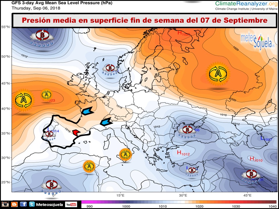Mapa de presión media en superficie. Meteosojuela
