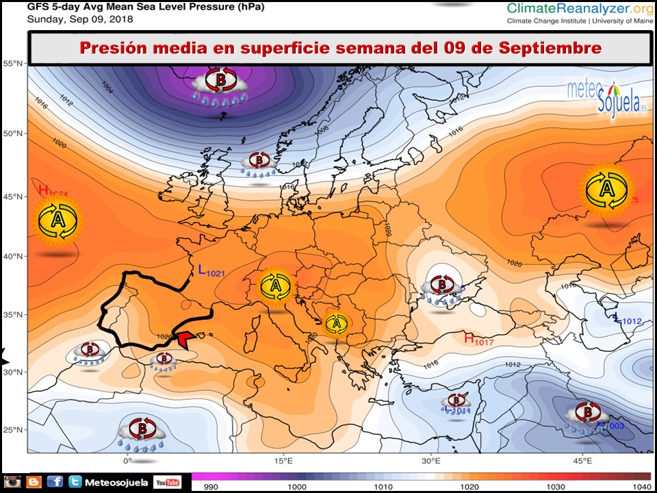 Mapa de presión media en superficie. Meteosojuela