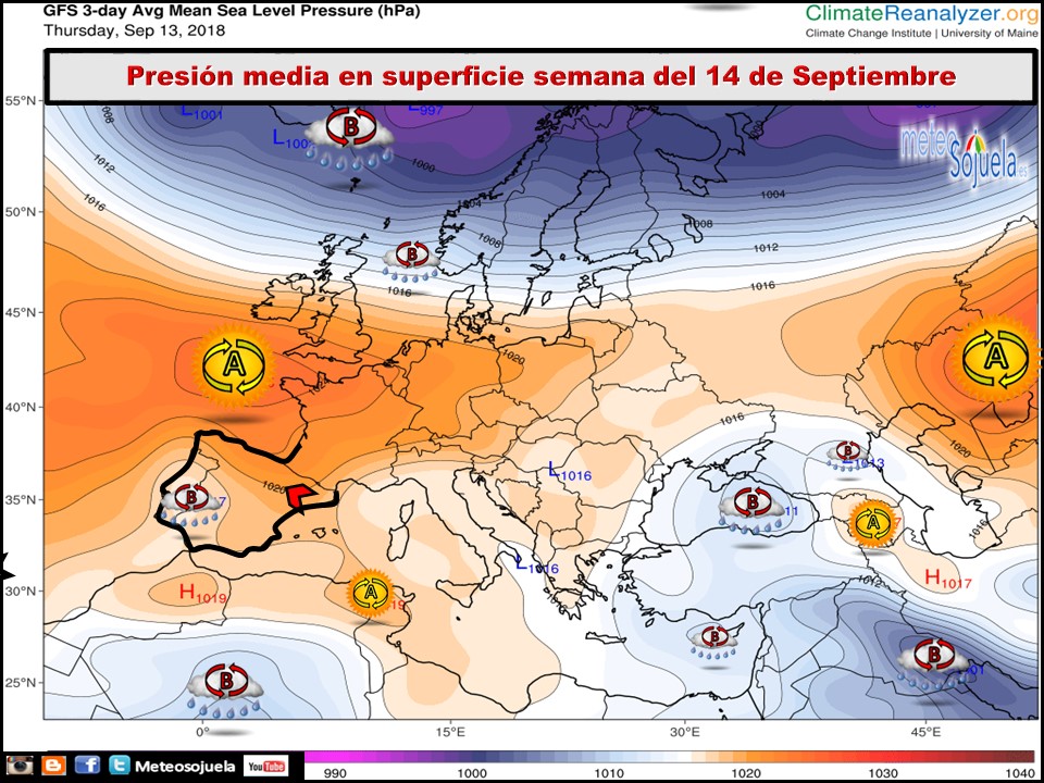 Mapa de presión media en superficie. Meteosojuela