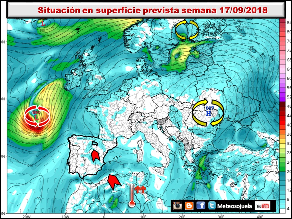 Mapa de presión media en superficie. Meteosojuela