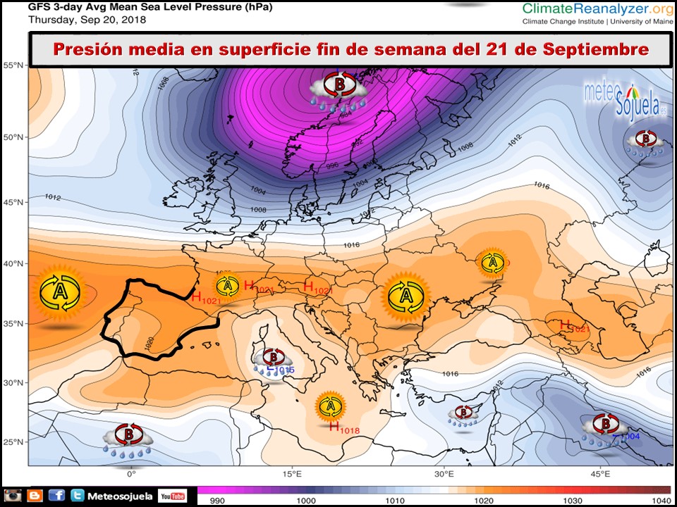Mapa de presión media en superficie. Meteosojuela