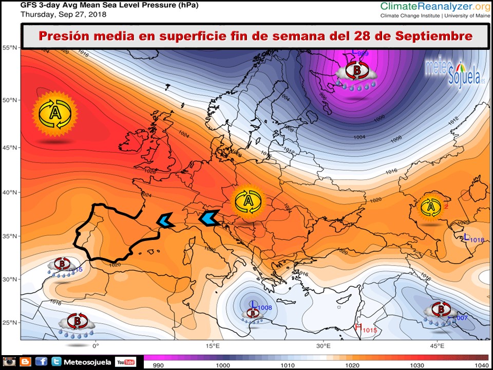 Mapa de presión media en superficie. Meteosojuela