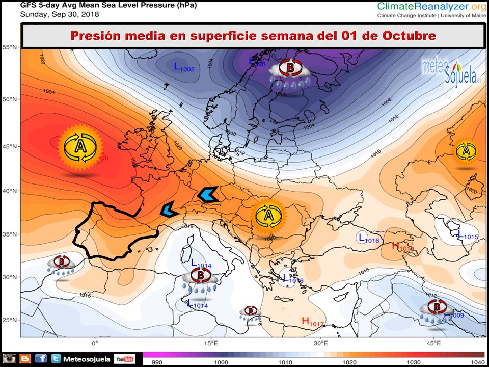 Mapa de presión media en superficie. Meteosojuela