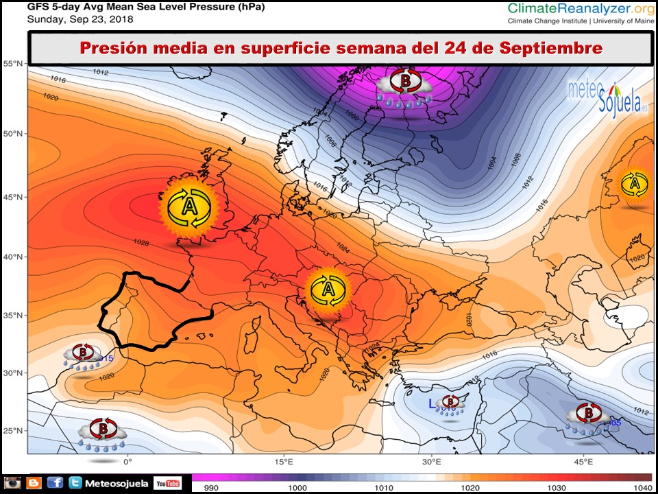 Mapa de presión media en superficie. Meteosojuela