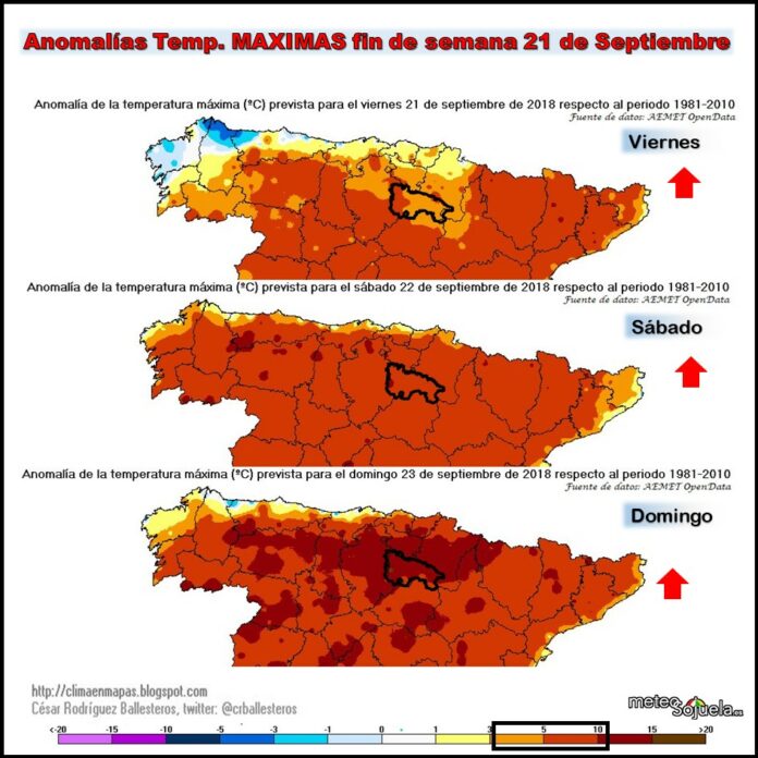 Anomalías de temperaturas máximas.Meteosojuela