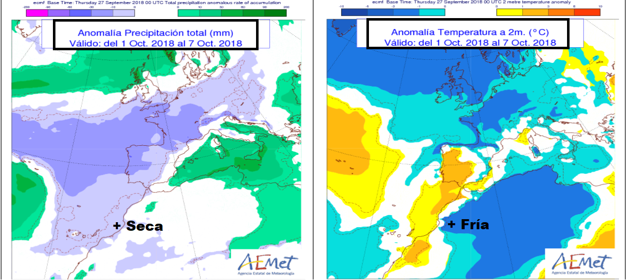 Anomalías en la temperatura y precipitación AEMET. Meteosojuela