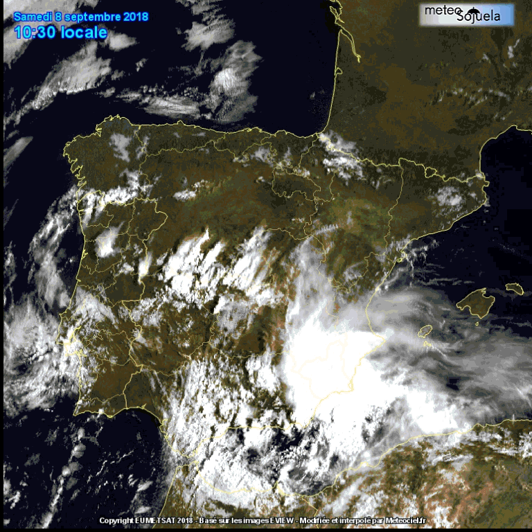 Animación Imágenes satélite chubascos y tormentas. Meteosojuela
