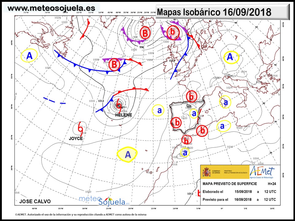 Mapa meteorologico isobárico de hoy en La Rioja. Meteosojuela