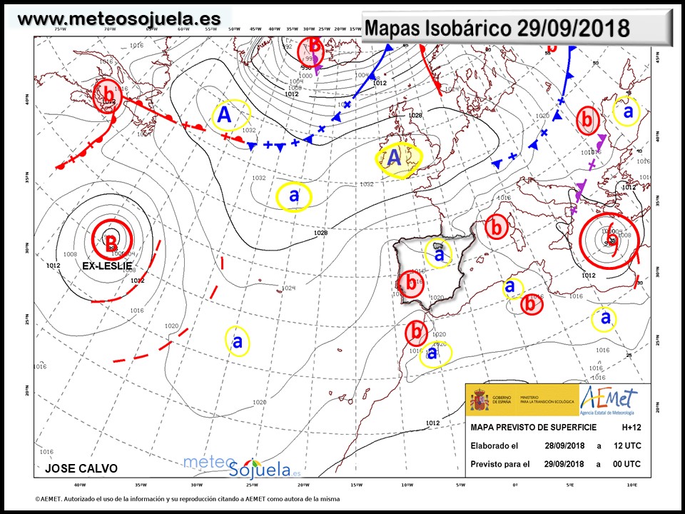 Mapa meteorologico isobárico de hoy en La Rioja. Meteosojuela