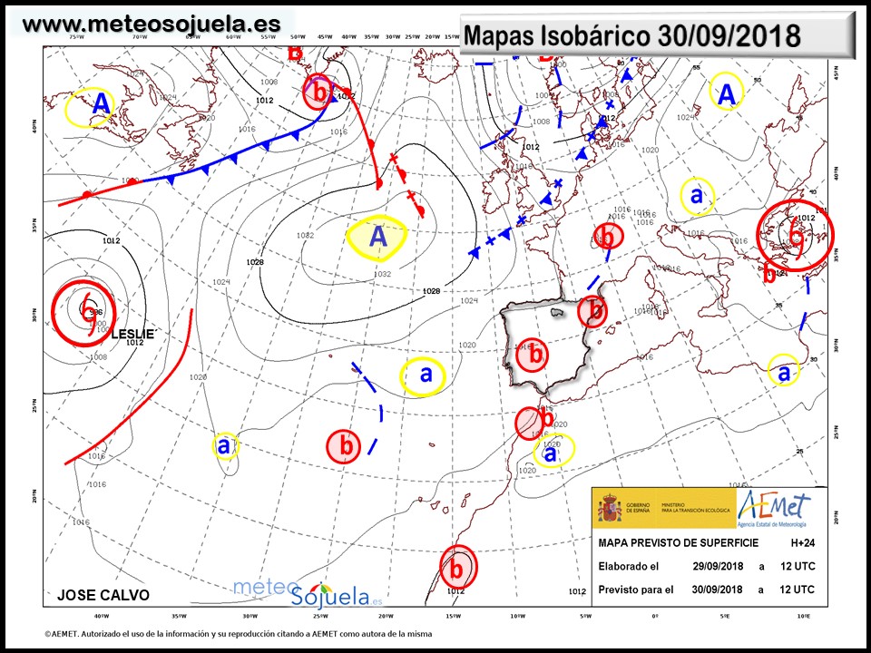 Mapa meteorologico isobárico de hoy en La Rioja. Meteosojuela