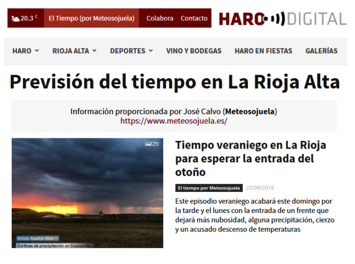 Portada periódico harodigital.com.Meteosojuela Portada periódico harodigital.com.Meteosojuela