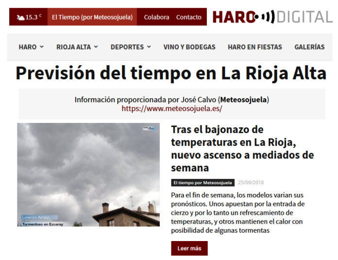 Portada periódico harodigital.com.Meteosojuela Portada periódico harodigital.com.Meteosojuela