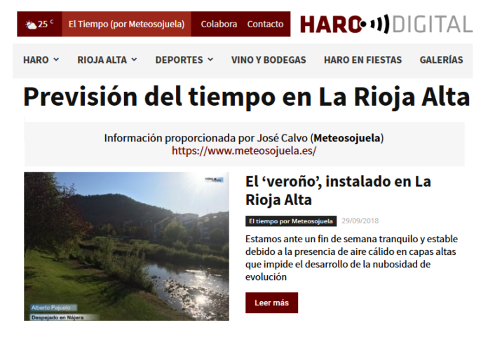 Portada periódico harodigital.com.Meteosojuela Portada periódico harodigital.com.Meteosojuela