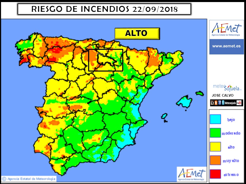 Riesgo de incendios. MeteosojuelaTemperaturas máximas. AEMET.Meteosojuela