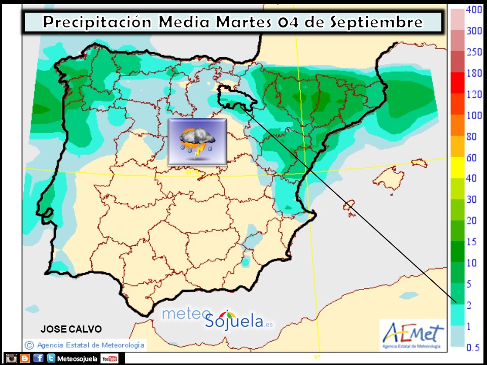 Modelo de precipitacion de AEMET.Meteosojuela