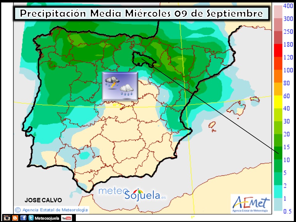 Modelo de precipitacion de AEMET.Meteosojuela