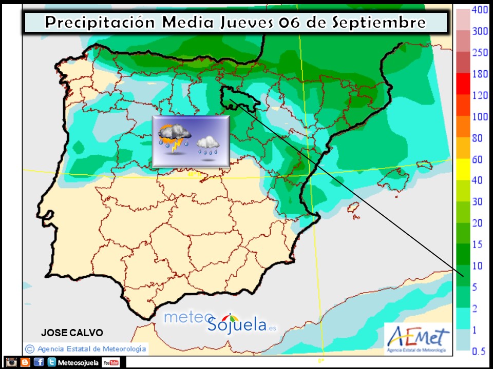 Modelo de precipitacion de AEMET.Meteosojuela