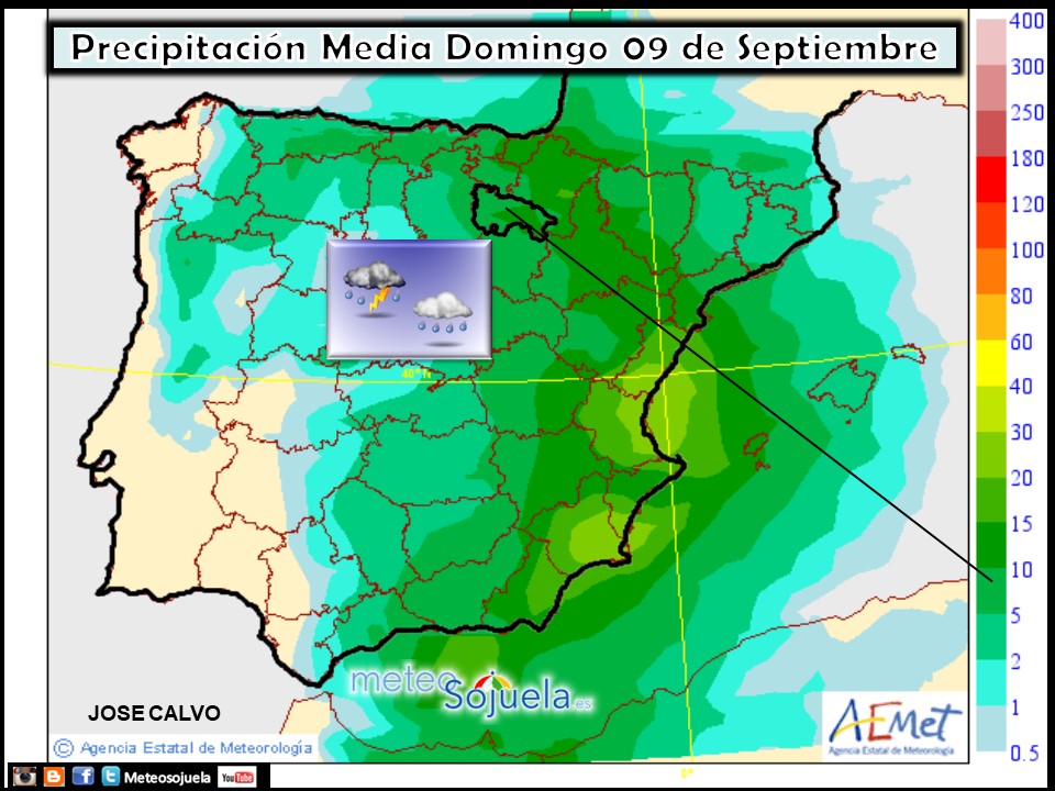 Modelo de precipitacion de AEMET.Meteosojuela