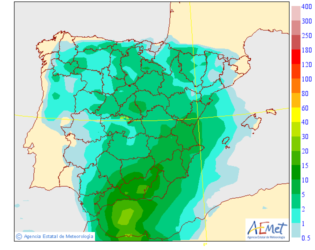 Modelo de precipitacion de AEMET.Meteosojuela