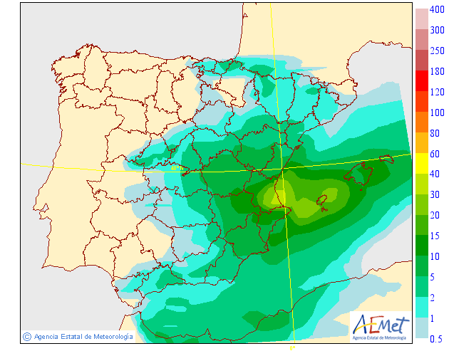 Modelo de precipitacion de AEMET.Meteosojuela