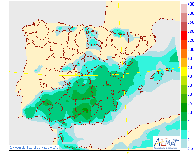Modelo de precipitacion de AEMET.Meteosojuela