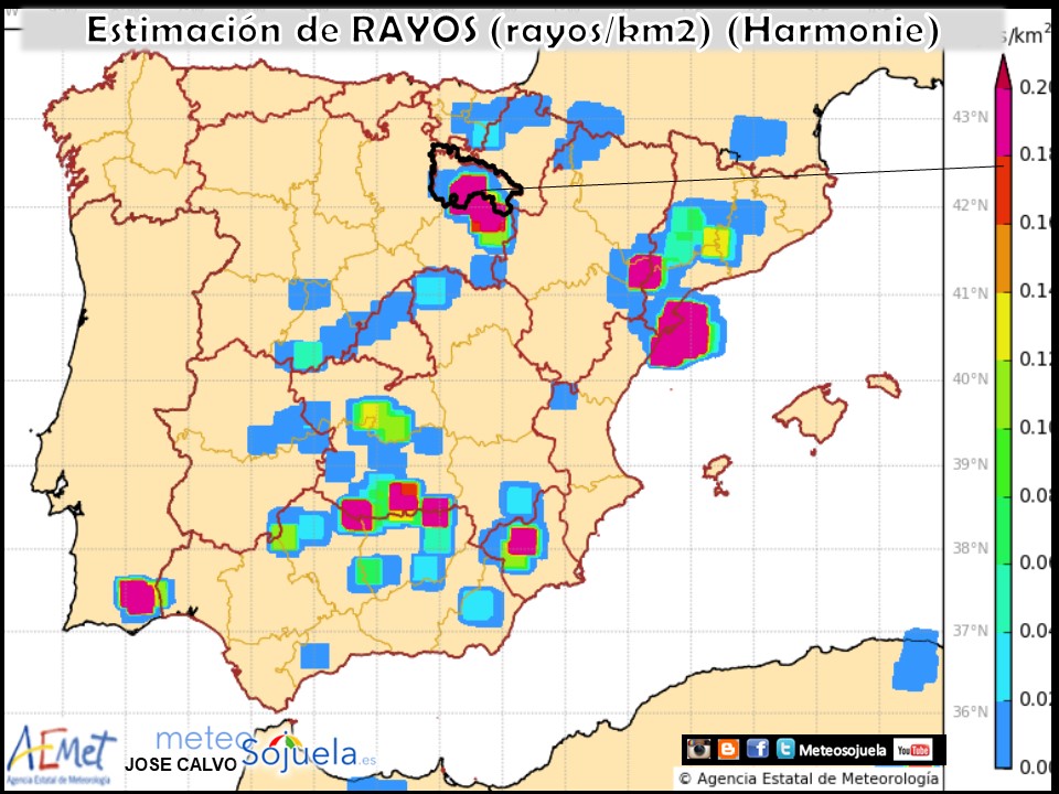 Estimación de rayos AEMET.Meteosojuela