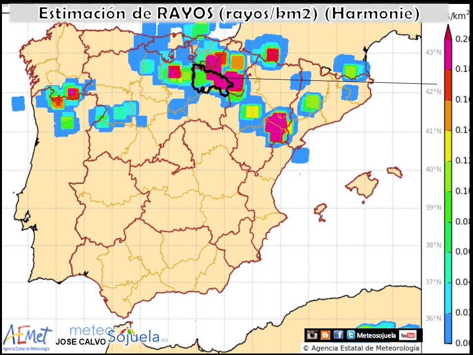 Estimación de rayos AEMET.Meteosojuela