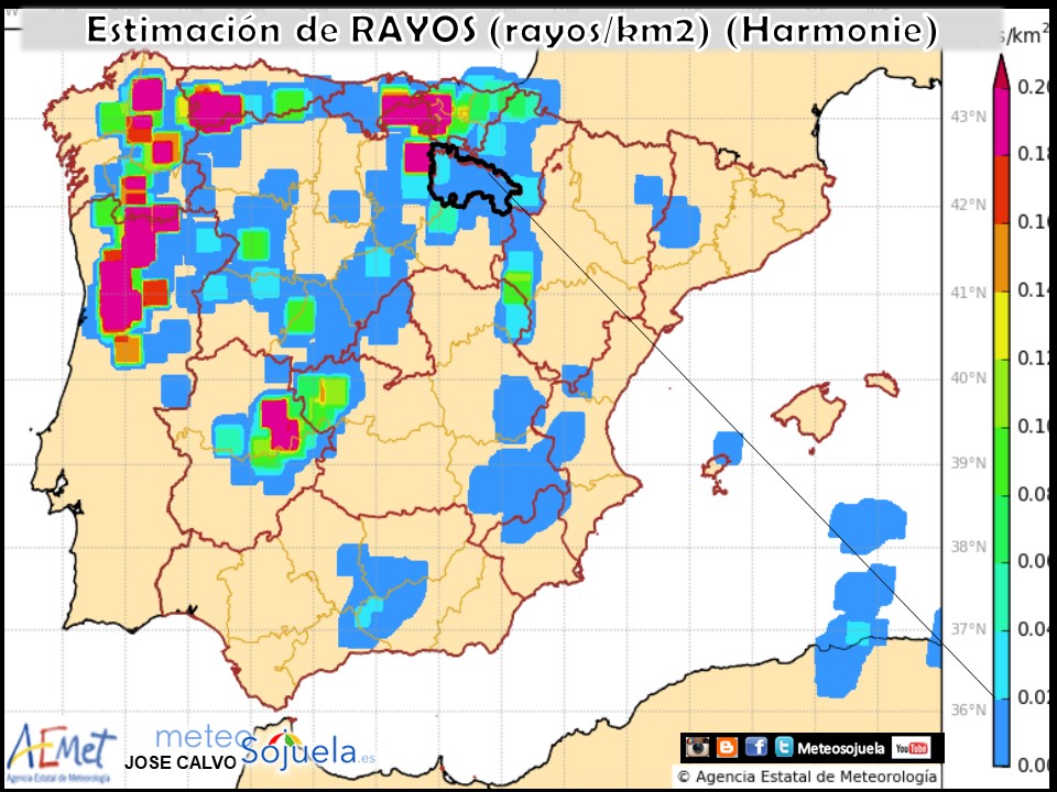 Estimación de rayos AEMET.Meteosojuela