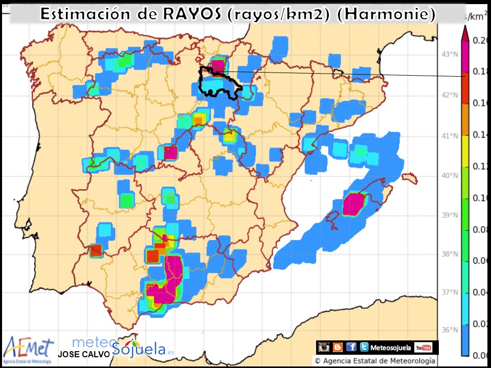 Estimación de rayos AEMET.Meteosojuela