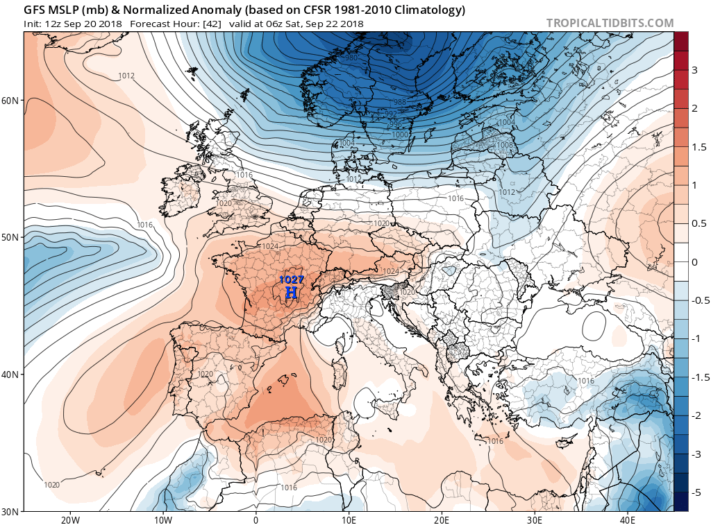 Mapa de presión en superficie. Meteosojuela